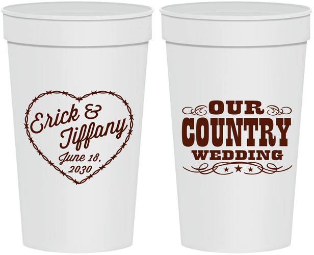 Personalized Wedding 32 oz Stadium Cups - Country Wedding | 484