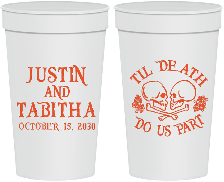 Personalized Wedding 32 oz Stadium Cups - Til Death Do Us Part | 485