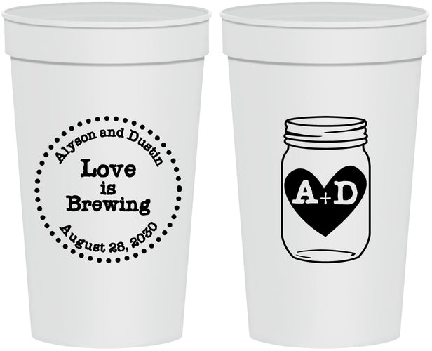 Personalized Wedding 32 oz Stadium Cups - Love Is Brewing | 486