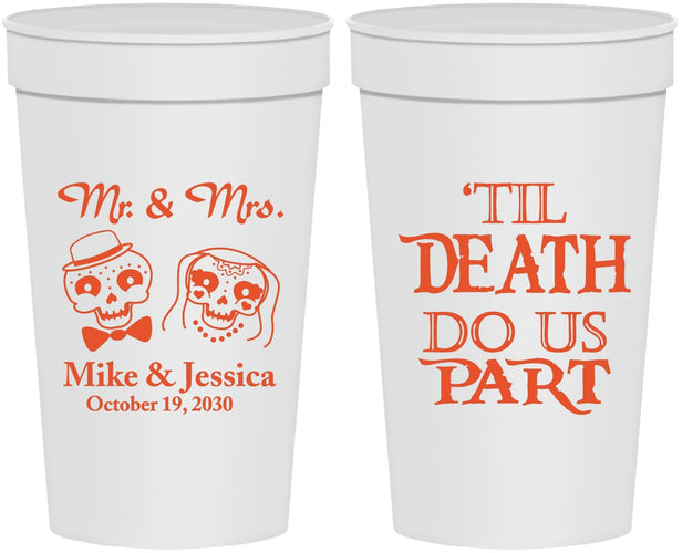 Personalized Wedding 32 oz Stadium Cups - Til Death Do Us Part | 487