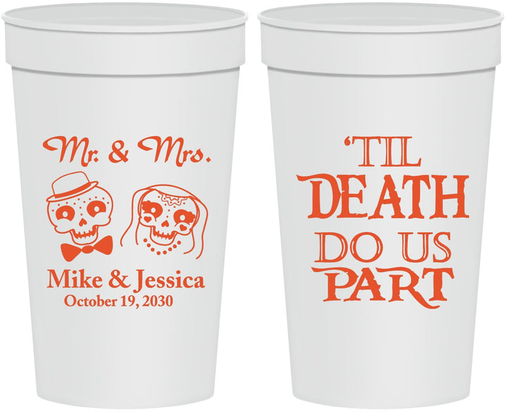 Personalized Wedding 32 oz Stadium Cups - Til Death Do Us Part | 487