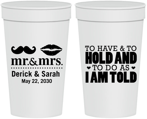 Personalized Wedding 32 oz Stadium Cups - To Have And To Hold | 491