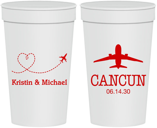 Personalized Wedding 32 oz Stadium Cups - Destination | 492