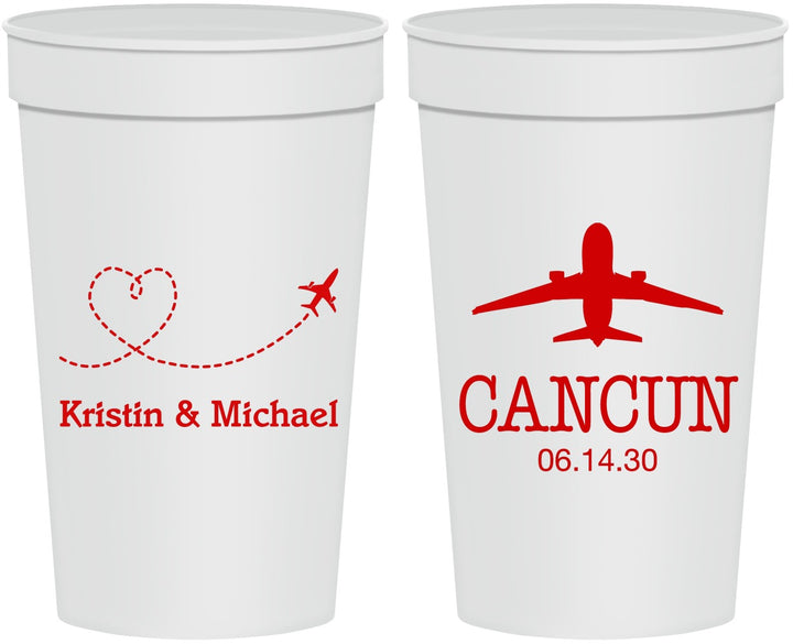 Personalized Wedding 32 oz Stadium Cups - Destination | 492