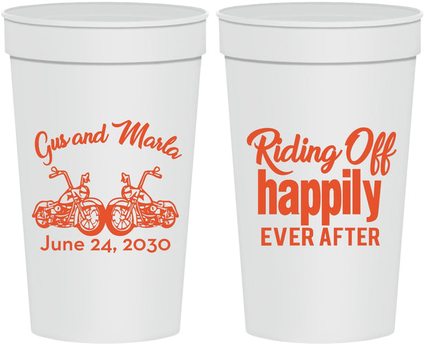 Personalized Wedding 32 oz Stadium Cups - Motorcycle | 493