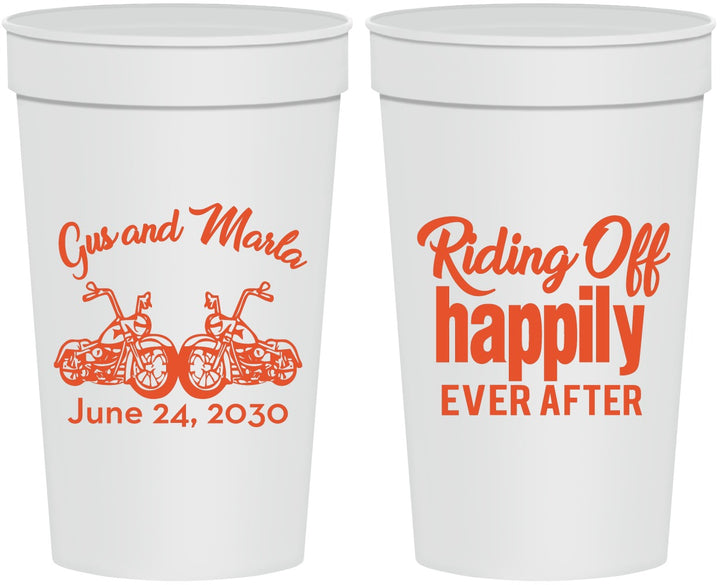 Personalized Wedding 32 oz Stadium Cups - Motorcycle | 493