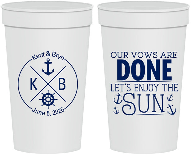 Personalized Wedding 32 oz Stadium Cups - Nautical | 495