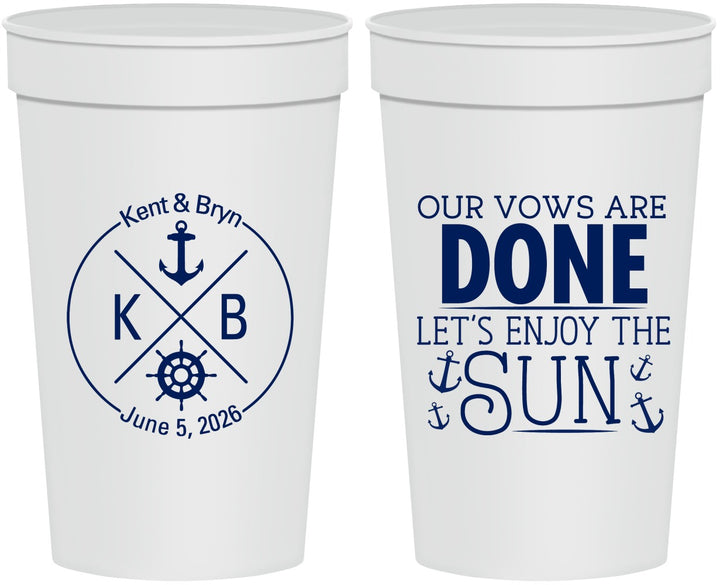 Personalized Wedding 32 oz Stadium Cups - Nautical | 495