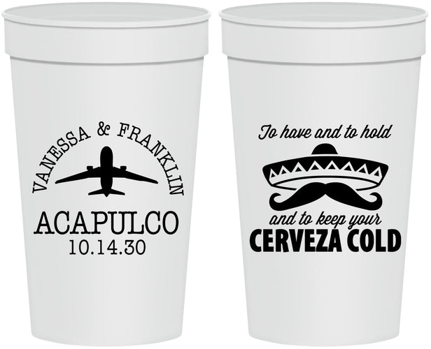 Personalized Wedding 32 oz Stadium Cups - Destination | 496