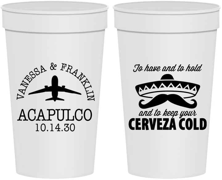 Personalized Wedding 32 oz Stadium Cups - Destination | 496