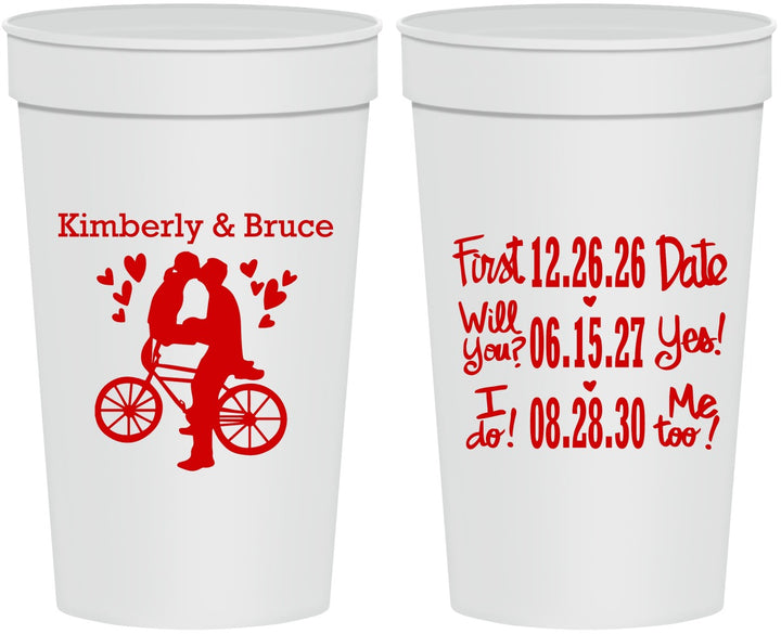Personalized Wedding 32 oz Stadium Cups - First Date Will You I Do | 497