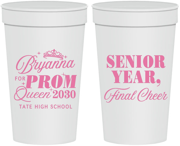 Personalized Prom 32 oz Stadium Cups - Queen Vote | 50018