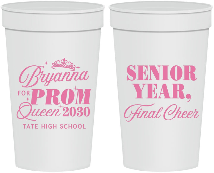 Personalized Prom 32 oz Stadium Cups - Queen Vote | 50018