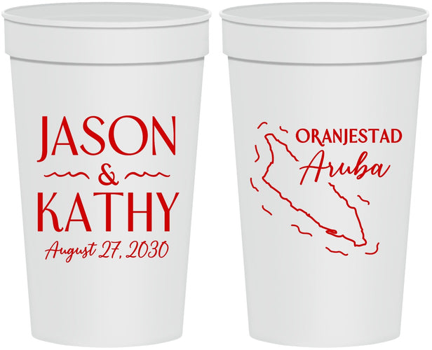 Personalized Wedding 32 oz Stadium Cups - Aruba | 504