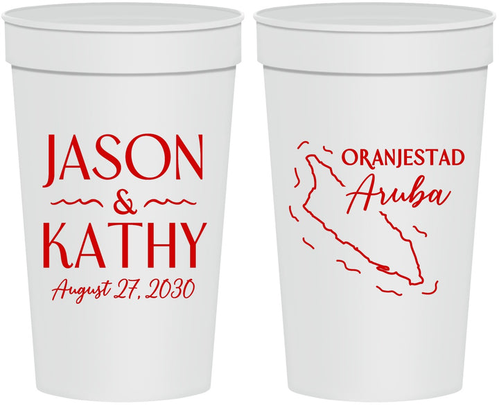 Personalized Wedding 32 oz Stadium Cups - Aruba | 504