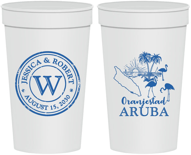 Personalized Wedding 32 oz Stadium Cups - Aruba | 505
