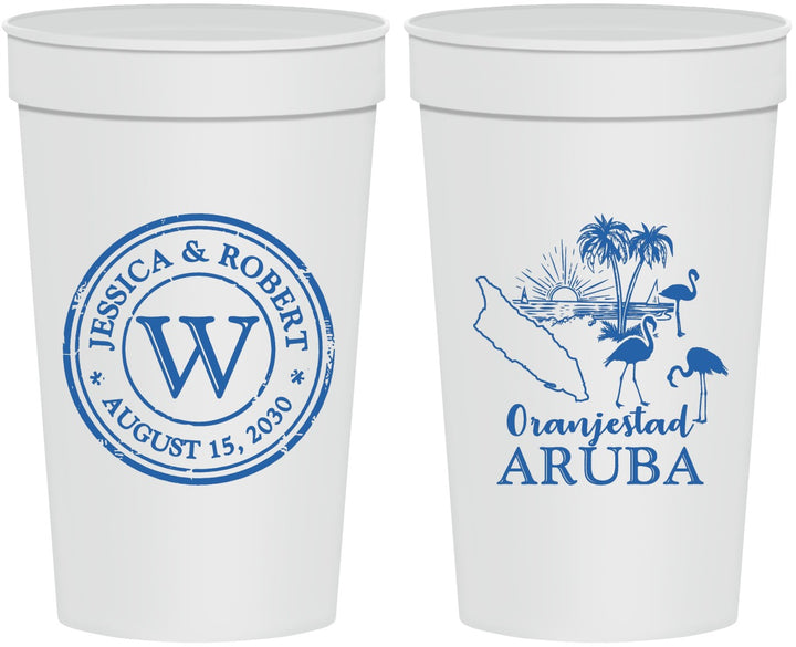 Personalized Wedding 32 oz Stadium Cups - Aruba | 505