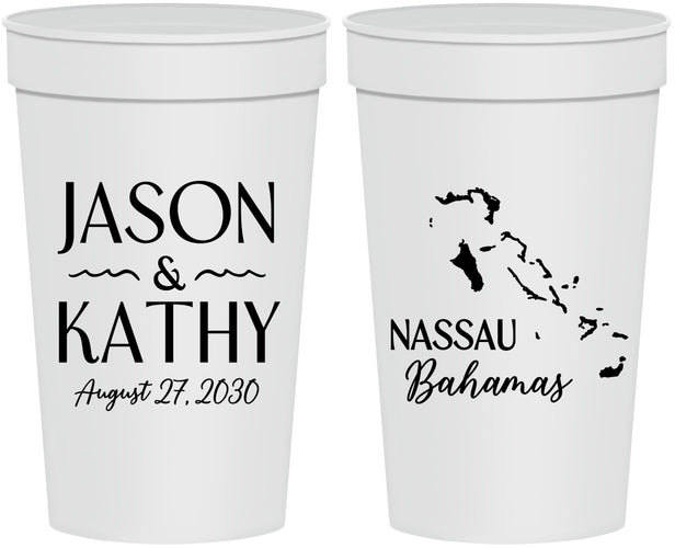 Personalized Wedding 32 oz Stadium Cups - Bahamas | 506