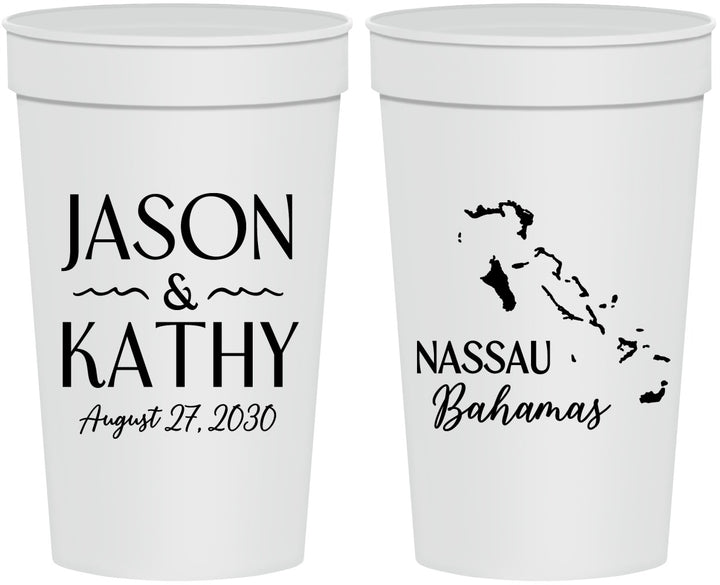Personalized Wedding 32 oz Stadium Cups - Bahamas | 506