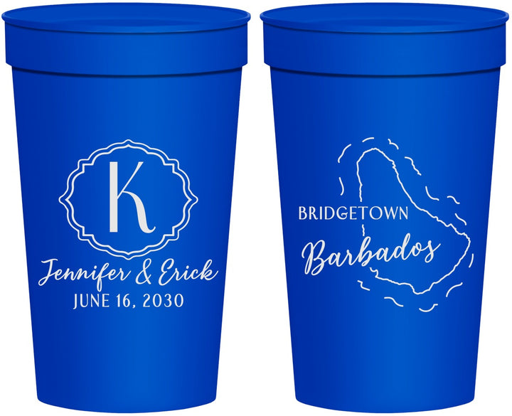 Personalized Wedding 32 oz Stadium Cups - Barbados | 508