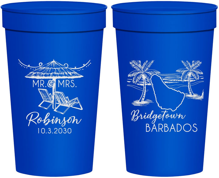 Personalized Wedding 32 oz Stadium Cups - Barbados | 509