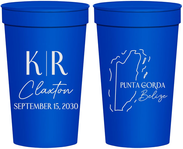 Personalized Wedding 32 oz Stadium Cups - Belize | 510