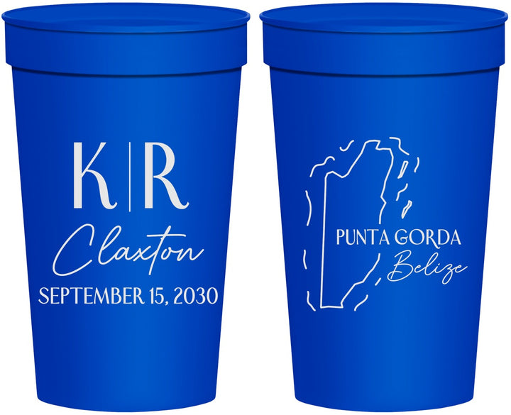 Personalized Wedding 32 oz Stadium Cups - Belize | 510