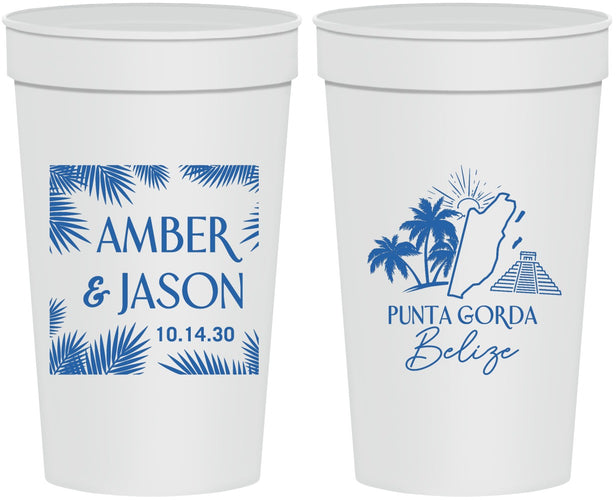 Personalized Wedding 32 oz Stadium Cups - Belize | 511