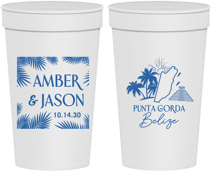 Personalized Wedding 32 oz Stadium Cups - Belize | 511