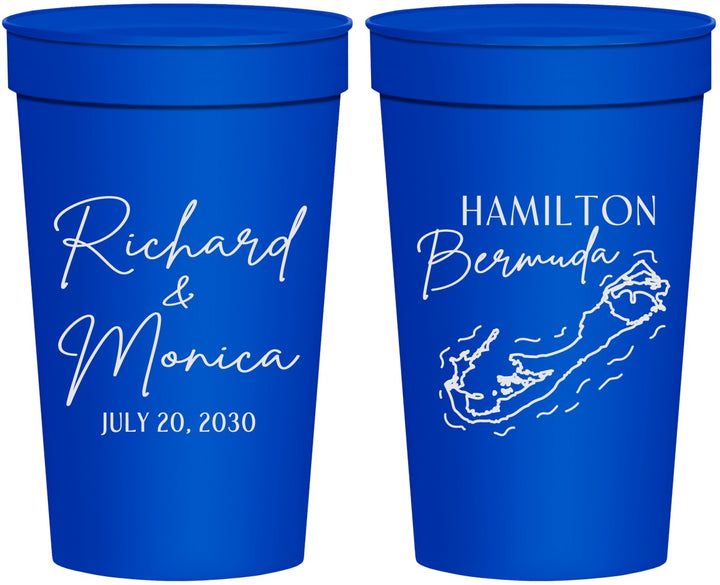 Personalized Wedding 32 oz Stadium Cups - Bermuda | 512