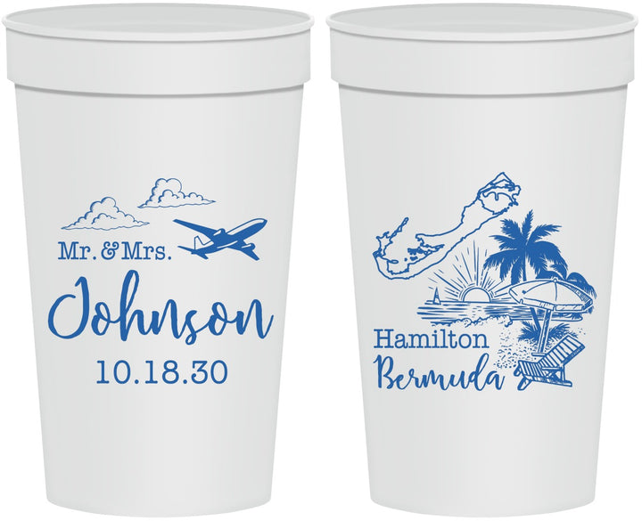 Personalized Wedding 32 oz Stadium Cups - Bermuda | 513