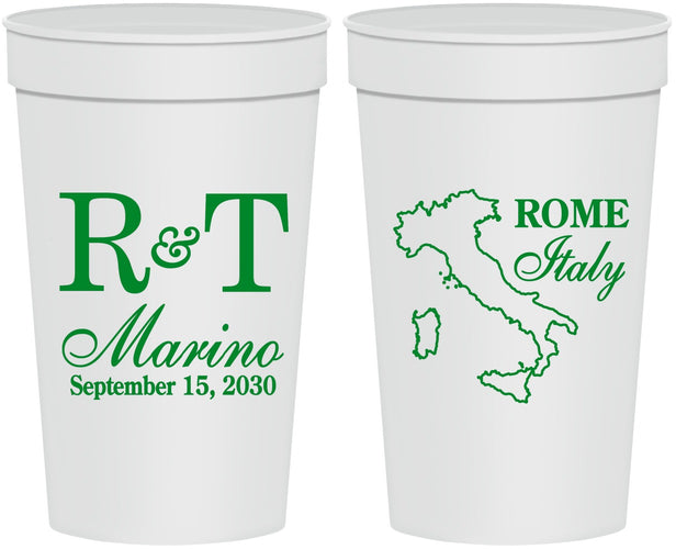 Personalized Wedding 32 oz Stadium Cups - Italy | 514