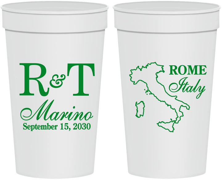Personalized Wedding 32 oz Stadium Cups - Italy | 514
