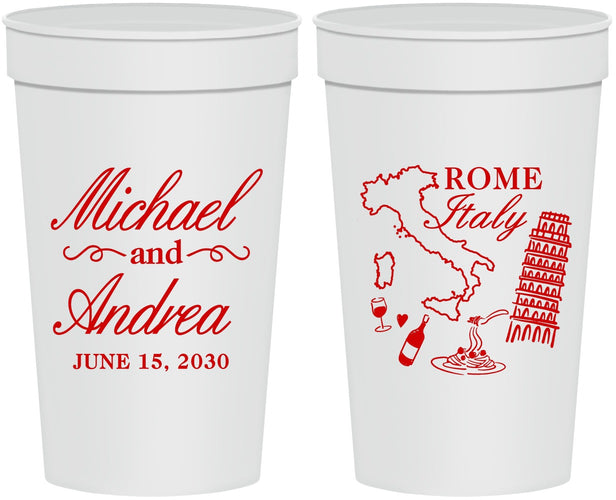 Personalized Wedding 32 oz Stadium Cups - Italy | 515