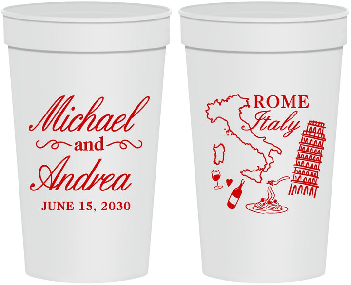 Personalized Wedding 32 oz Stadium Cups - Italy | 515