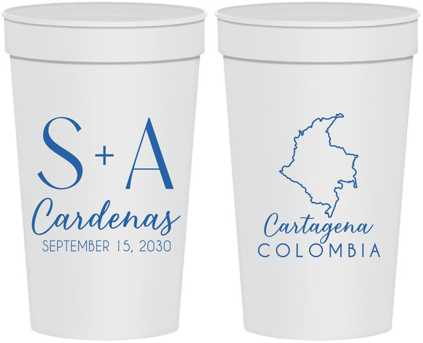 Personalized Wedding 32 oz Stadium Cups - Colombia | 516