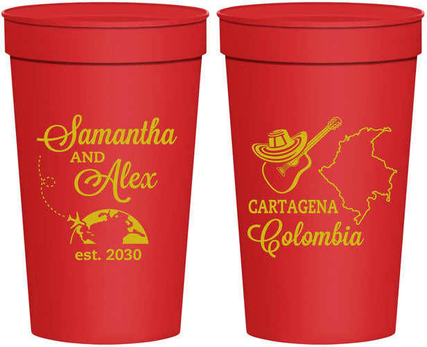 Personalized Wedding 32 oz Stadium Cups - Colombia | 517