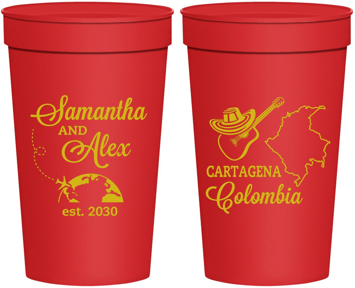Personalized Wedding 32 oz Stadium Cups - Colombia | 517