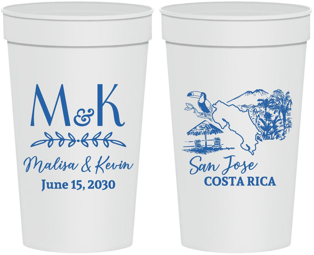 Personalized Wedding 32 oz Stadium Cups - Costa Rica | 519