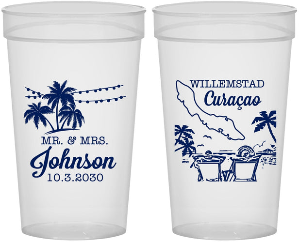 Personalized Wedding 32 oz Stadium Cups - Curacao | 521