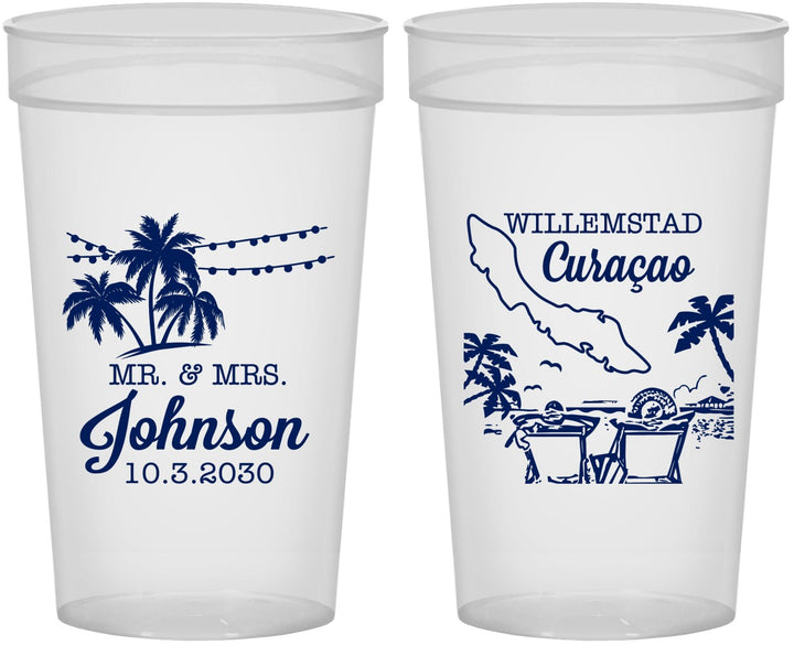 Personalized Wedding 32 oz Stadium Cups - Curacao | 521