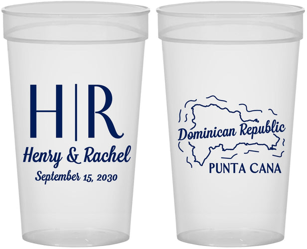 Personalized Wedding 32 oz Stadium Cups - Domincan Republic | 522