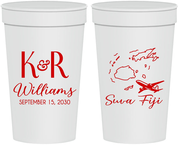 Personalized Wedding 32 oz Stadium Cups - Fiji | 524