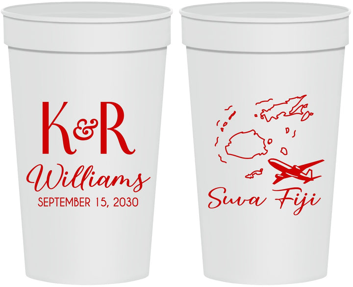 Personalized Wedding 32 oz Stadium Cups - Fiji | 524