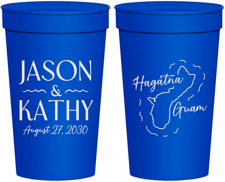 Personalized Wedding 32 oz Stadium Cups - Guam | 526