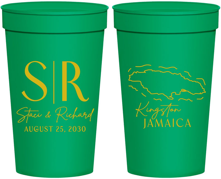 Personalized Wedding 32 oz Stadium Cups - Jamaica | 530