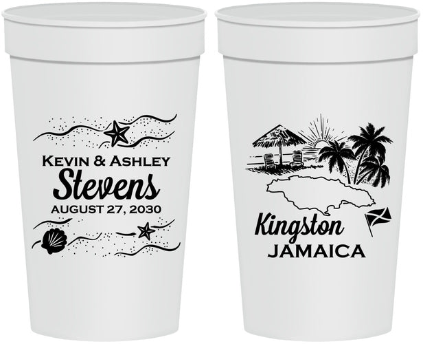 Personalized Wedding 32 oz Stadium Cups - Jamaica | 531