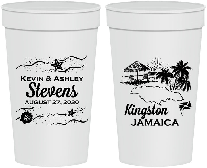 Personalized Wedding 32 oz Stadium Cups - Jamaica | 531