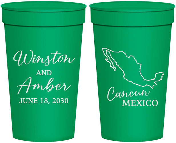 Personalized Wedding 32 oz Stadium Cups - Mexico | 534