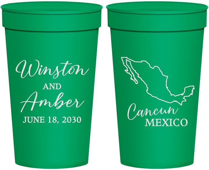 Personalized Wedding 32 oz Stadium Cups - Mexico | 534